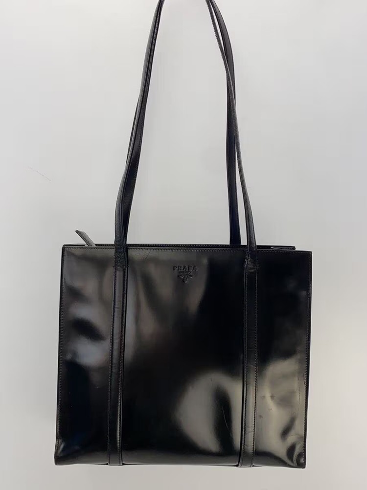 Prada Black Leather Tote Bag Japan Import Solid Color Luxury Handbag