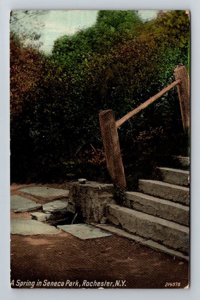 Rochester, NY-New York, Spring Seneca Park Stone Steps Garden Vintage Postcard