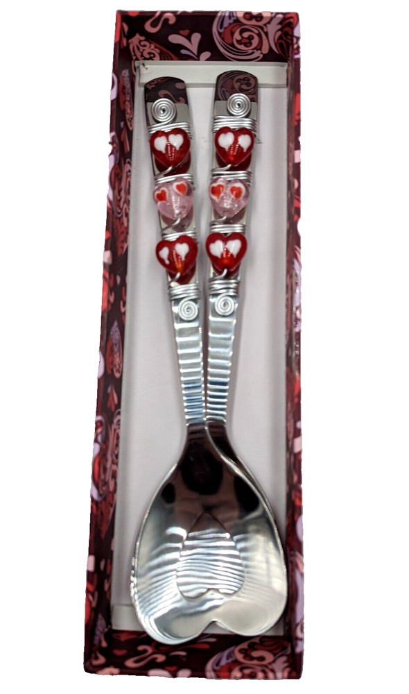 Wild Eye Designs 2 Piece Salad Server Set Twisted Wire Heart Accents on Handles