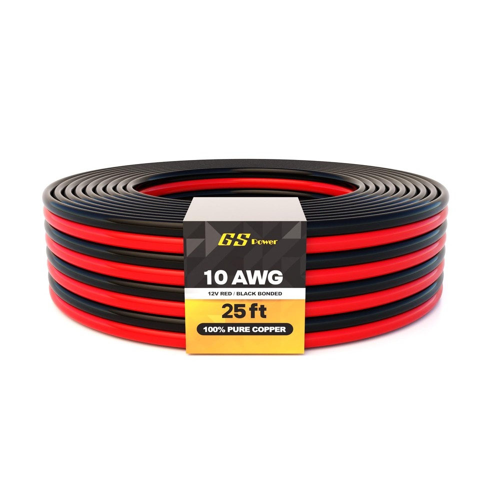 GS Power OFC Pure Copper 10 Gauge Wire 25ft Oxygen Free, Electrical 12v Primary