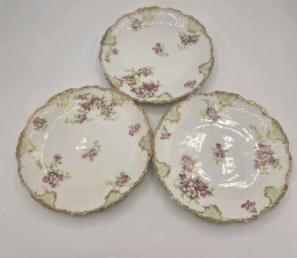 Antique Blakeman & Henderson (B&H) Limoges France Plate Set of 3