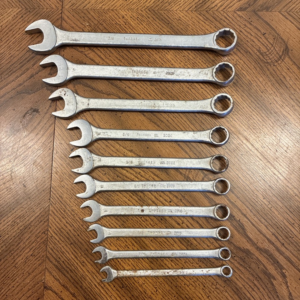 Vintage Thorsen 10-piece SAE Combination Wrench Set 3/8”- 15/16” - Made in USA