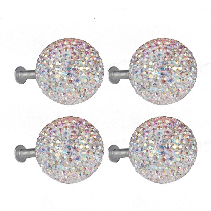 4Pcs Glitter Rhinestone Cabinet Knobs for Drawers Wardrobe Cupboard