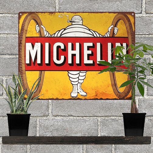 Vintage Michelin Man Bike Tires Smoking Metal Sign 9x12 Retro Advertising Decor