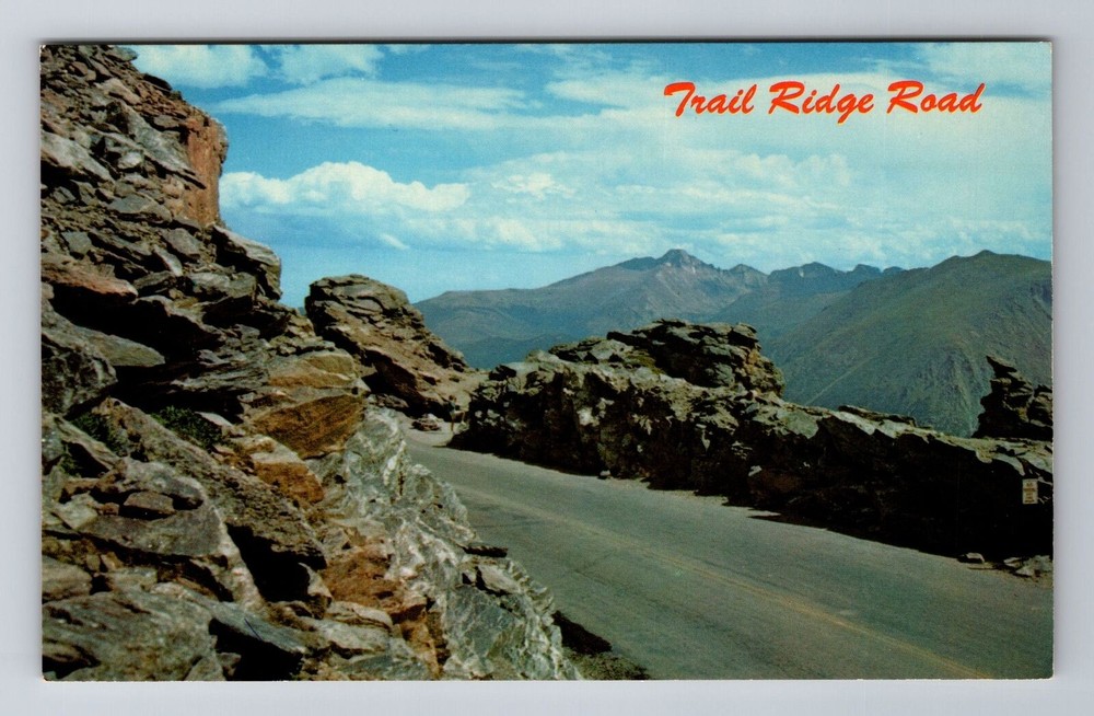 Rocky Mountains CO-Colorado, Scenic Trail Ridge Road, Vintage Souvenir Postcard