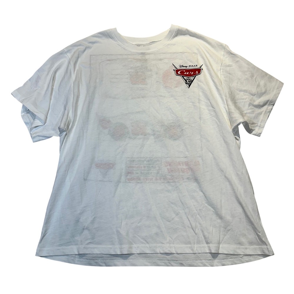 Disney Pixar Cars 3 T-Shirt Men XL White Lightning McQueen Blueprint Graphic Tee