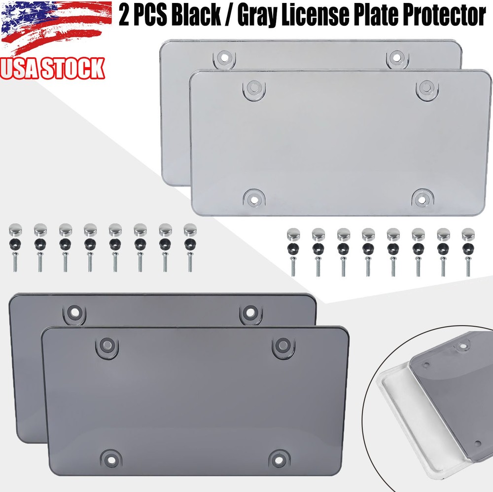 2PCS License Plate Protector Clear License Plate Cover Car Frame Cover Shield US