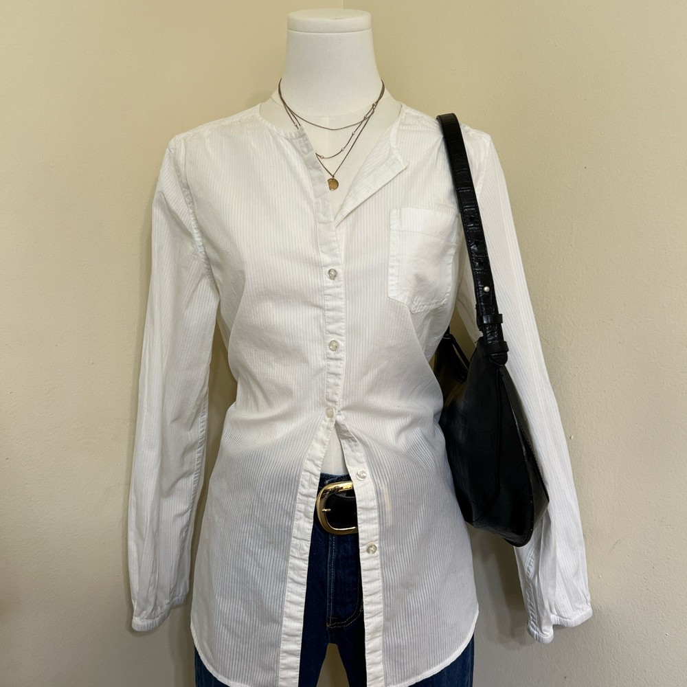 Talbots 100% Cotton White Button Down Shirt Womens Sz M Long Sleeve Casual
