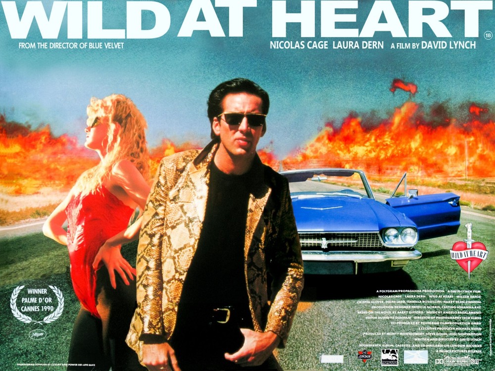 WILD AT HEART 1990 UK Quad poster print 30x40 DAVID LYNCH NICHOLAS CAGE FREE P&P