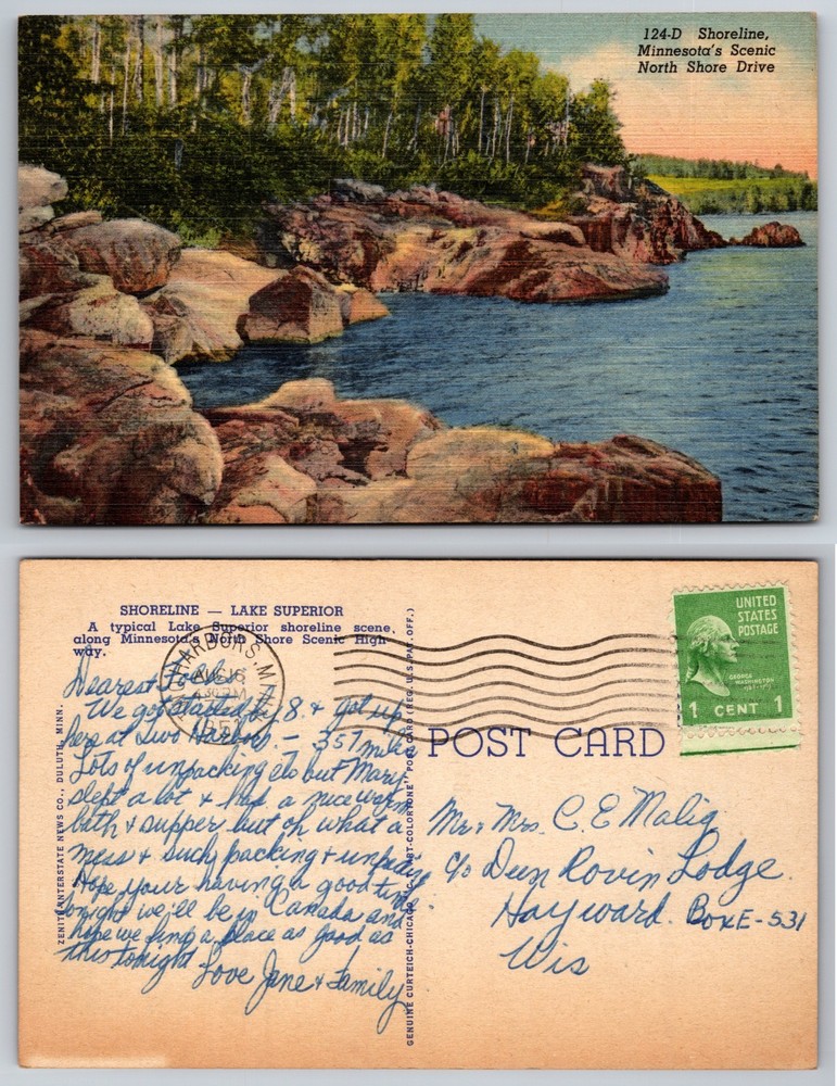 Shoreline Lake Superior Minnesota Scenic North Shore Postcard