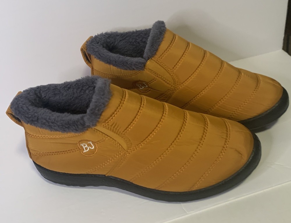 BJ  Orange / Grey shoes Waterproof Flat Ankle Snow Boots  sz 9.5 EUC