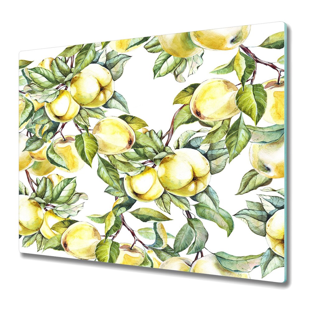 Glass Worktop Saver Kitchen Apples on Branch | Watercolour illustration | 60x52