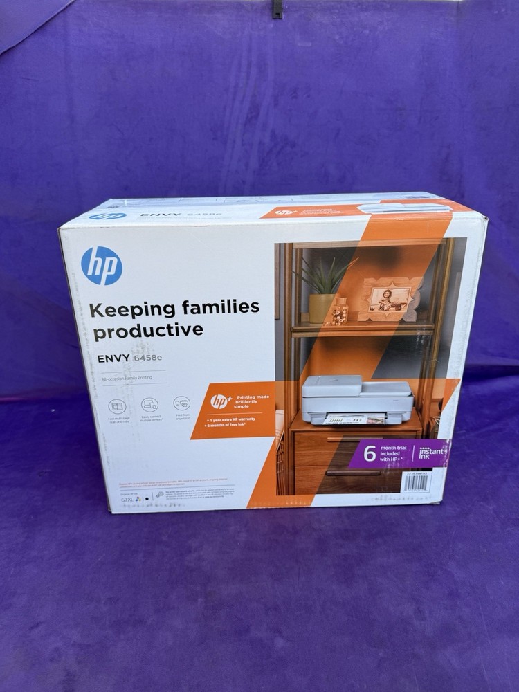 HP ENVY 6458e All-in-One Wireless Color Inkjet Printer Copy Scan NEW SEALED