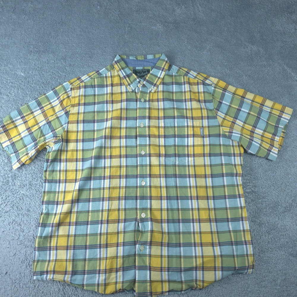 Woolrich Shirt Mens XL Multicolor Plaid Short Sleeve Button Up Cotton Casual
