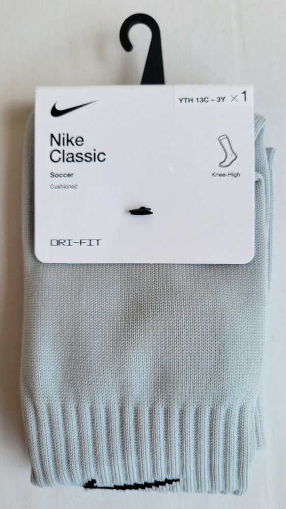 Youth Size XS 13C-3Y Grey Nike Classic Cushioned Soccer Socks SX5728-018