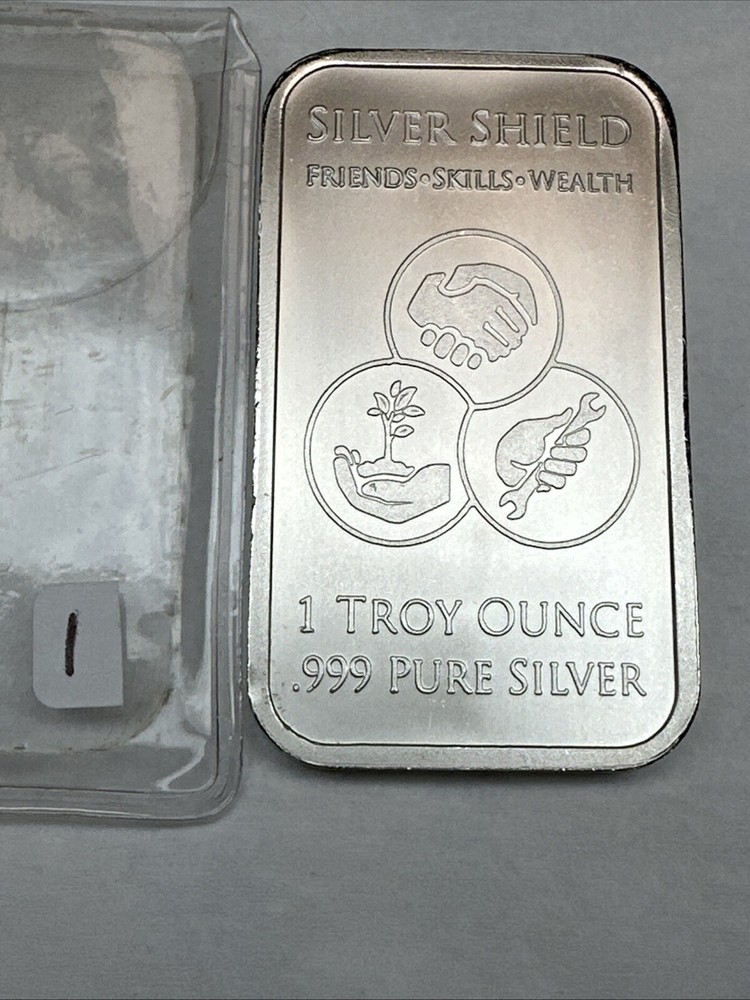 Silver Shield (No Lie Gets To )Friends Skills Wealth 1 oz 0.999 Fine Silver Bar!