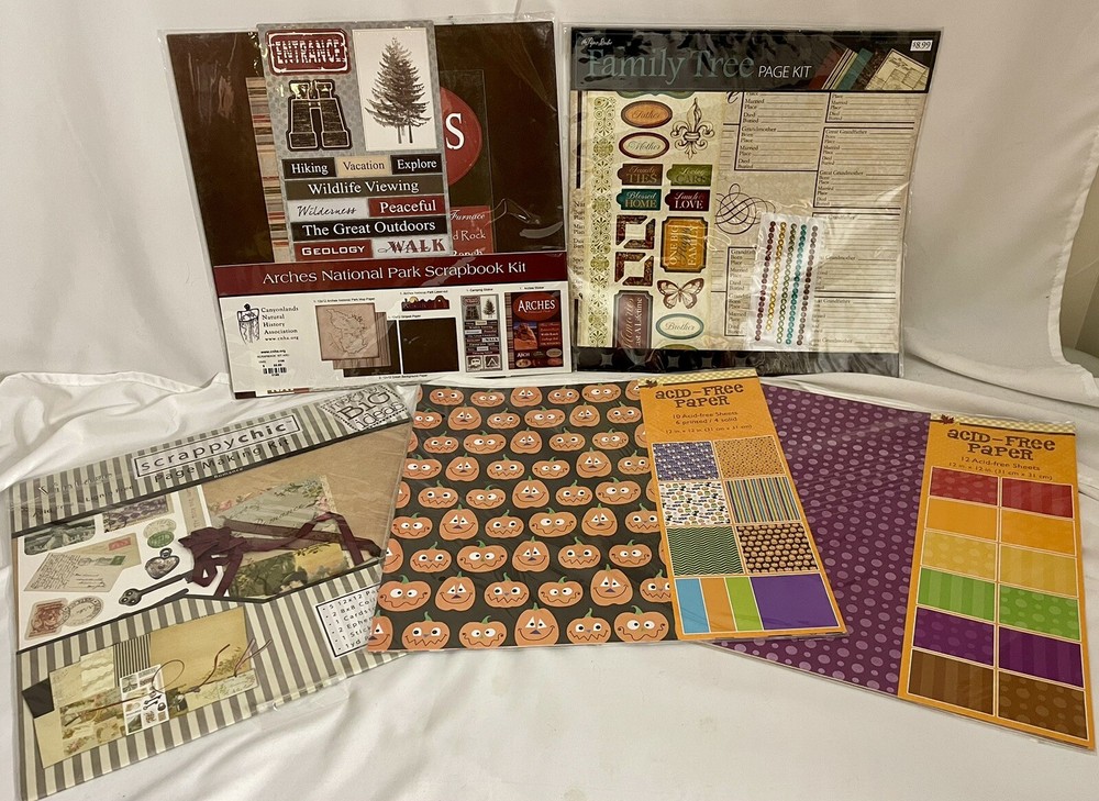 NEW Bundle- 5 Scrapbooking Page Making Kits Acid Free Paper Sheets Mixed Themes-image