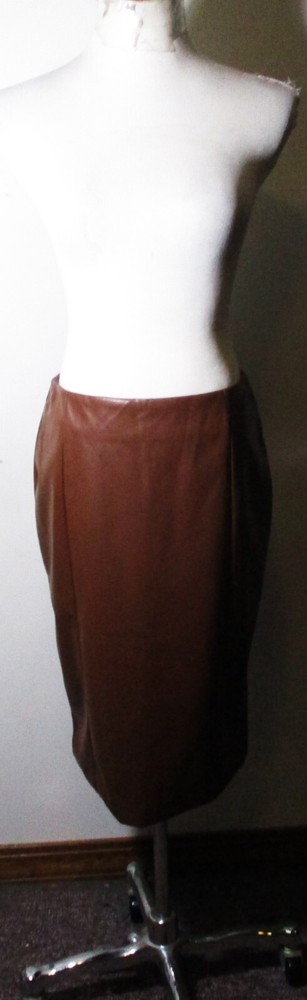 Faux Leather BETTER BE Brown Below Knee Faux Leather Skirt Size L NWOT