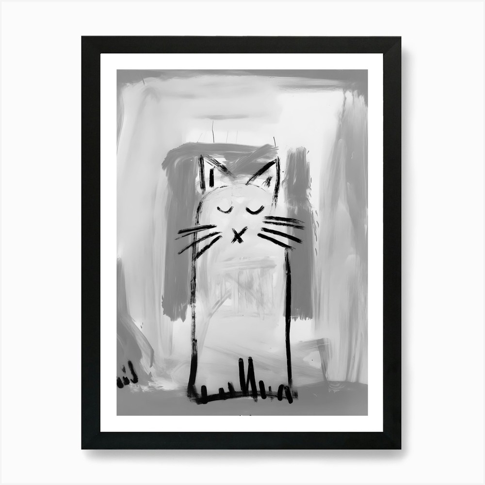 Cat Drawing Art Print Framed Wall Art Poster Canvas Print Picture