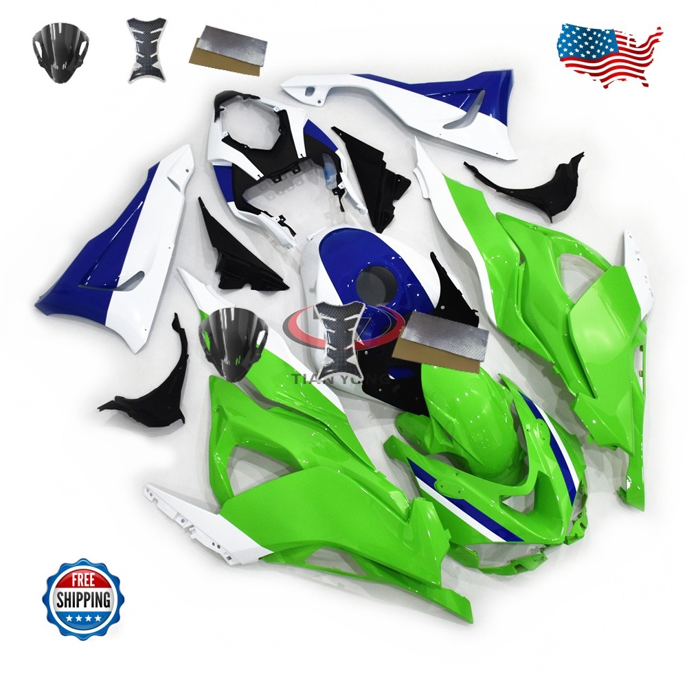 For Kawasaki Ninja ZX6R 2024-2025 636 Green White Injection Fairing Kit+Tank