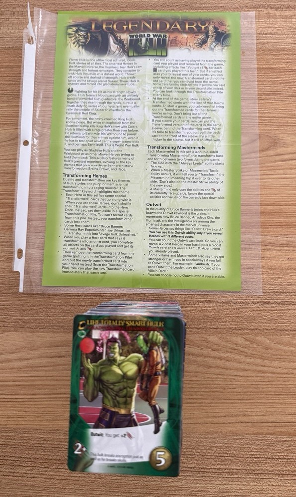 World War Hulk Expansion Upper Deck Marvel Legendary - MINT - COMPLETE - NO BOX