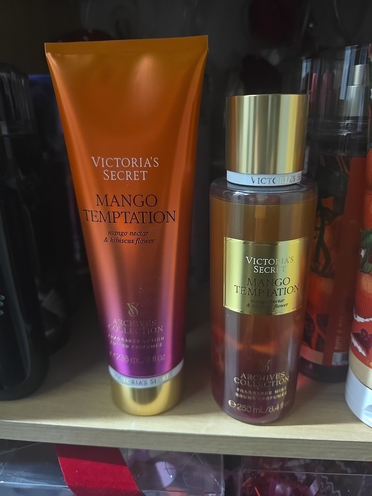 2 Pcs Set Victoria's Secret Mango Temptation Fragrance Mist Spray & Body Lotion