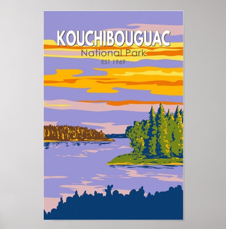 Kouchibouguac National Park Travel Art Vintage Poster