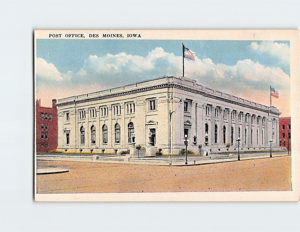 Postcard Post Office Des Moines Iowa USA