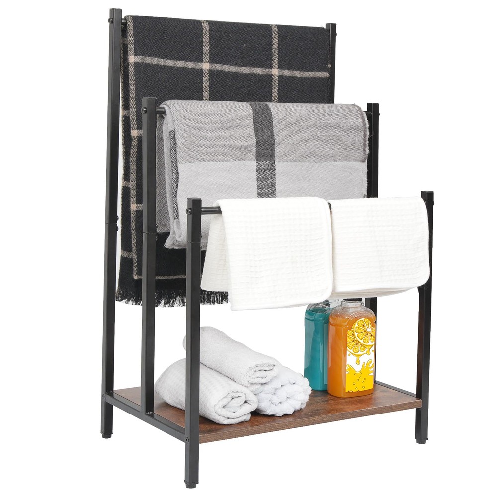 Freestanding Towel Rack, 3 Tier Metal Towel Rack, Blanket Ladder Holder with ...