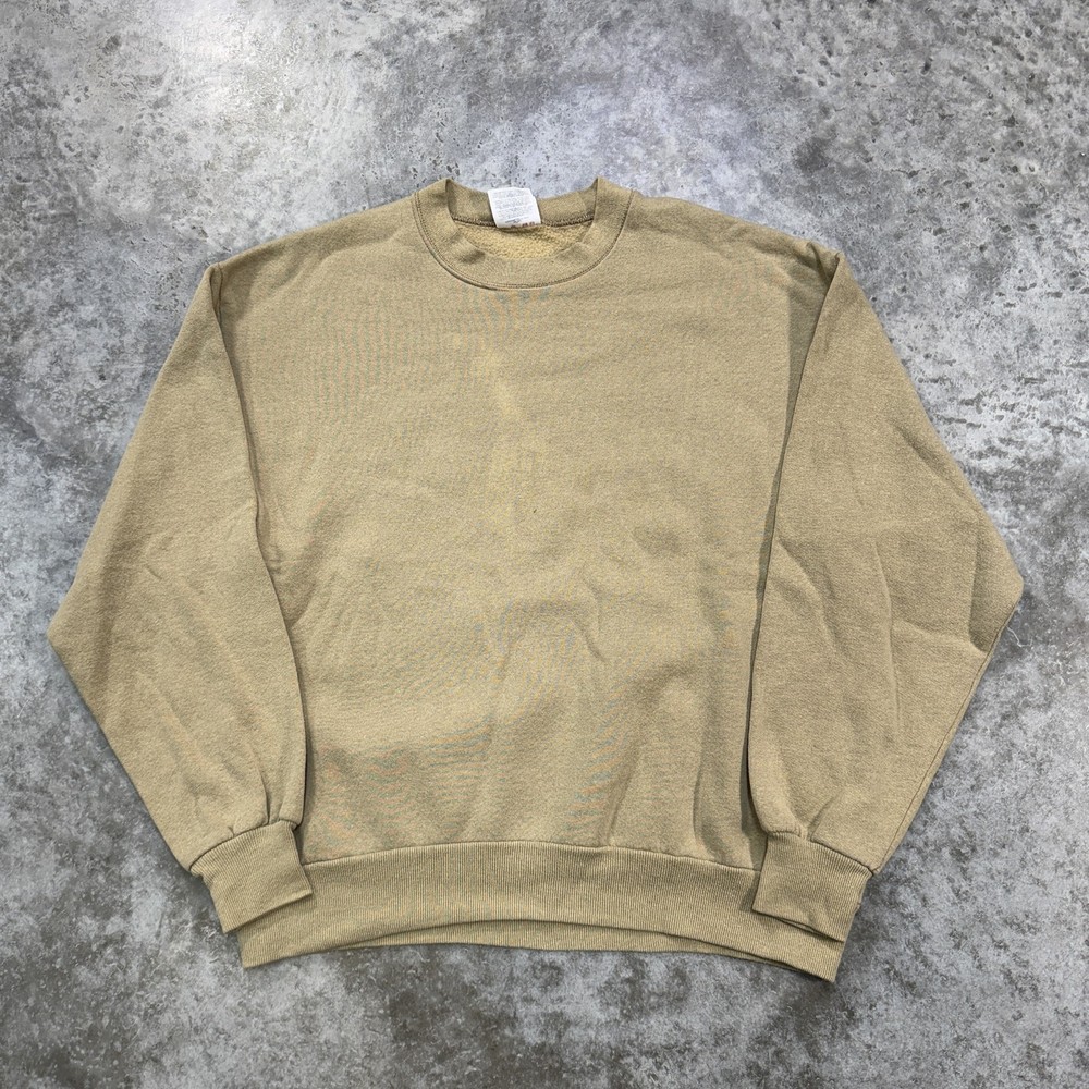 Vintage Jerzees Sweatshirt Mens Large Tan Beige Crewneck Pullover Made USA 90s