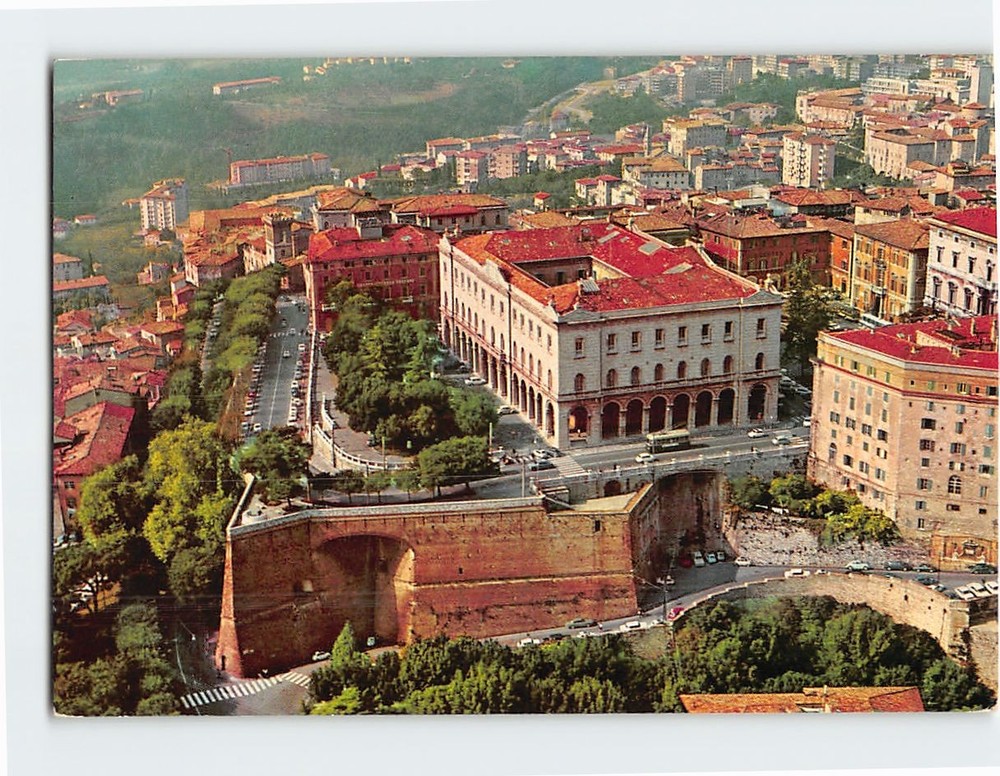 Postcard Panorama from the airplane Perugia Italy
