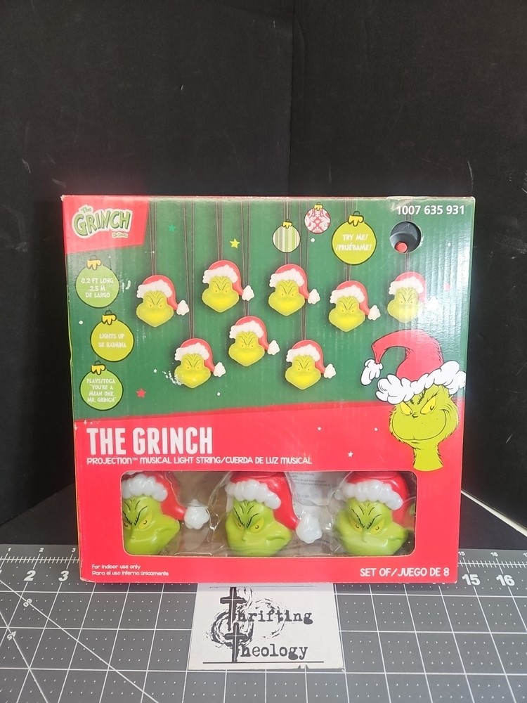 The Grinch Projection Christmas Musical String Lights (8) - 8.2' long-New In Box