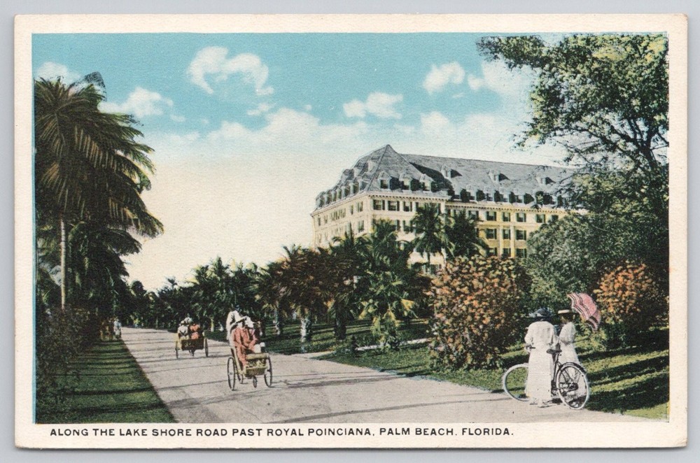 Royal Poinciana Hotel Palm Beach FL Linen Postcard Crandon-Hunter Co.