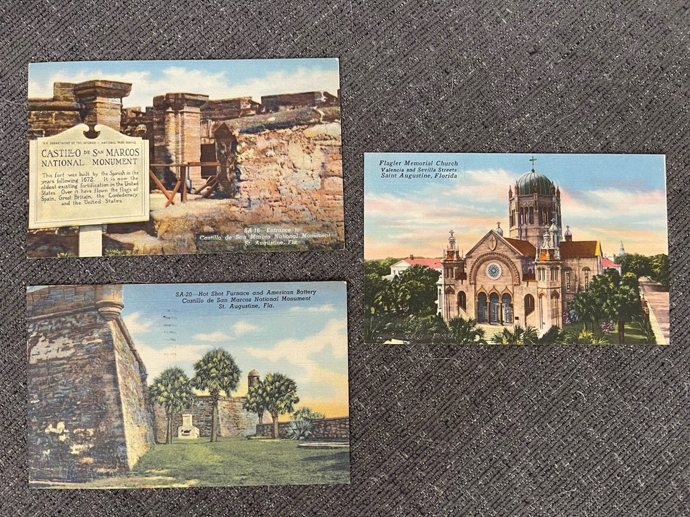 Vintage Linen Postcards Florida- Historic St. Augustine Views