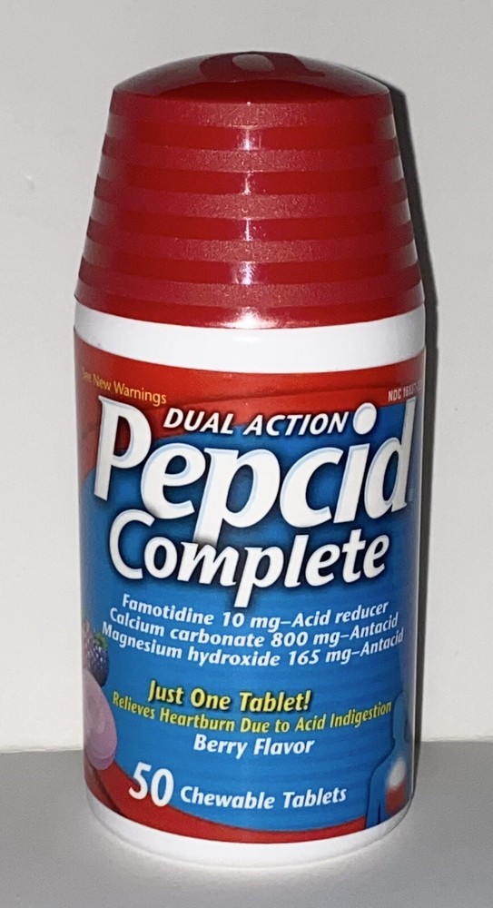 Pepcid Dual Action Complete Acid Reducer & Antacid Berry Flavor 50 Tabs 10/2026-image