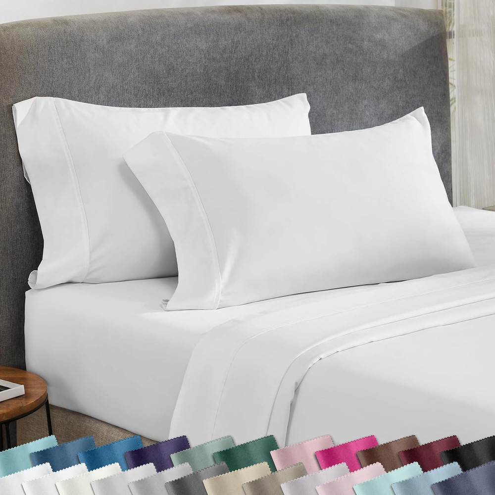 King Size Pillowcase Set - 400 Thread Count, 100% Cotton Sateen, Set of 2 Pillow