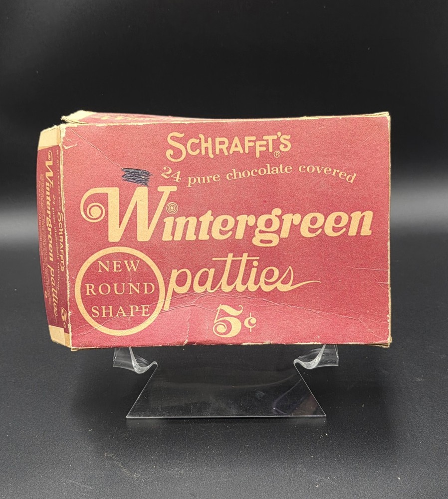Antique Schrafft's Wintergreen Patties Empty Candy Box Store Counter Display...