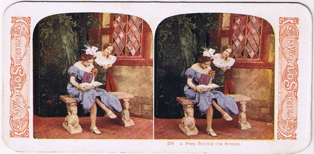 Stereo View Card Stereograph A Peep Behind The Scenes