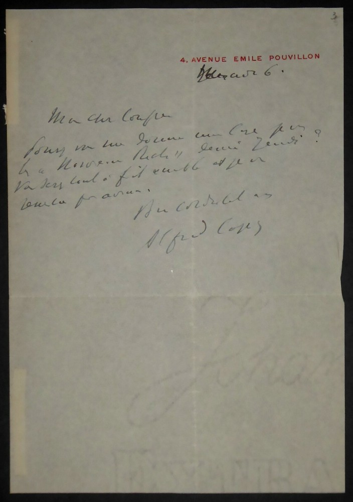 CAPUS Alfred Also Known as Canalis and Graindorge - SIGNED AUTOGRAPH LETTER