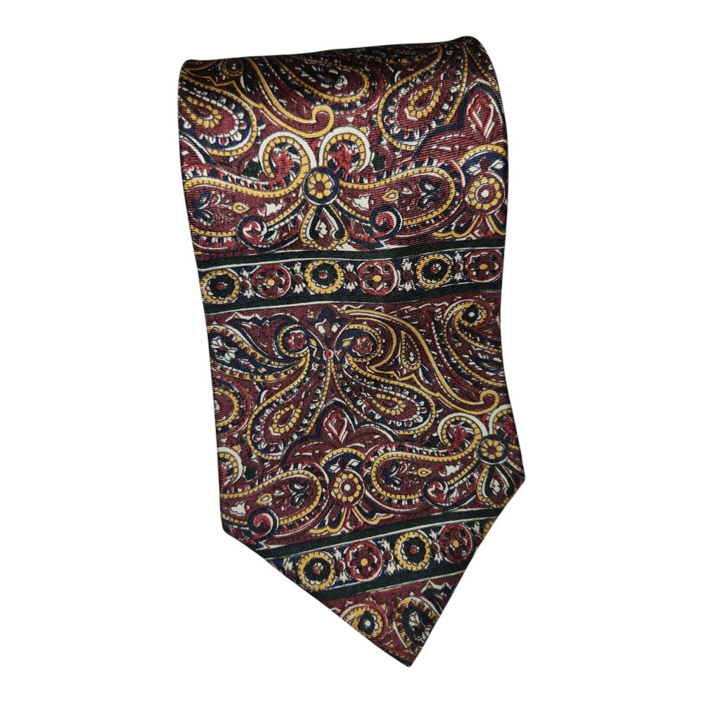 Tommy Hilfiger Mens Silk Tie Paisley Floral Pattern 100% Silk