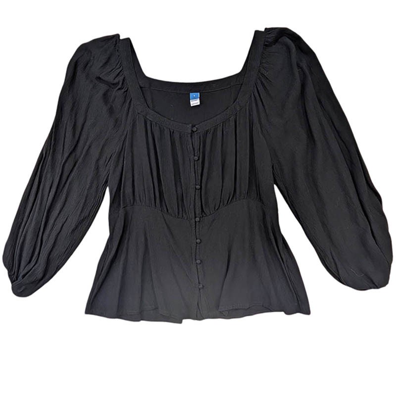 Old Navy Babydoll Top Womens L Black Milkmaid Cottagecore Fairycore Peasant Boho