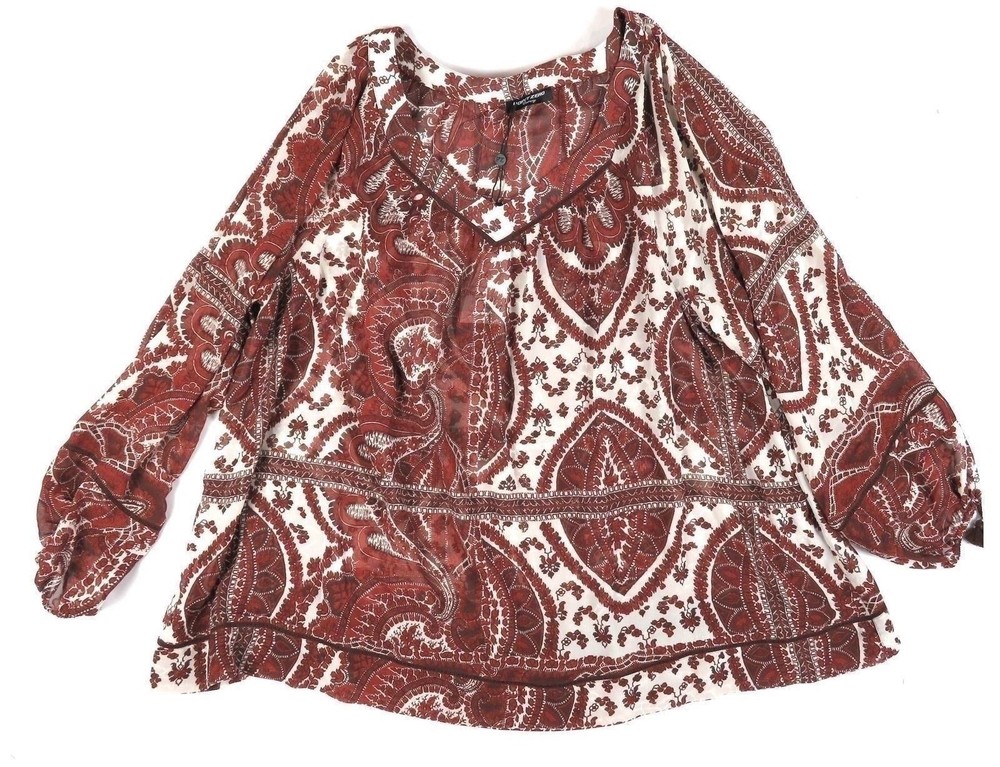 1X Plus Women's Point Zero Curvy Lightweight Pullover Blouse Terra Cotta