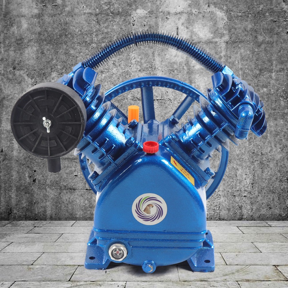High-Performance 175psi 2-Cylinder V Style Dual Stage Air Compressor Pump Motor Head for Air Tools  