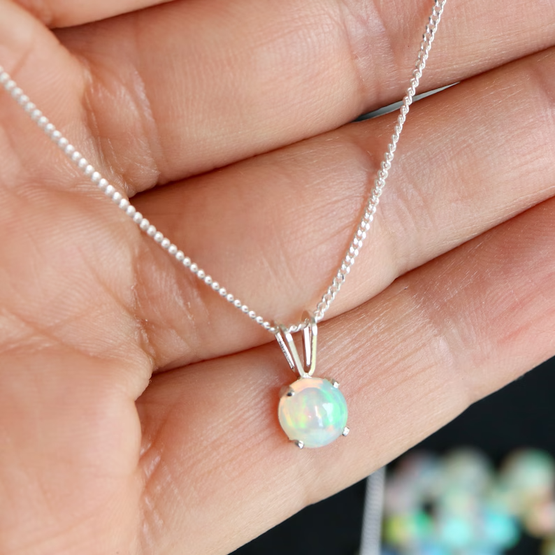 Opal Pendant  925 Sterling Silver Handmade Gemstone Jewelry