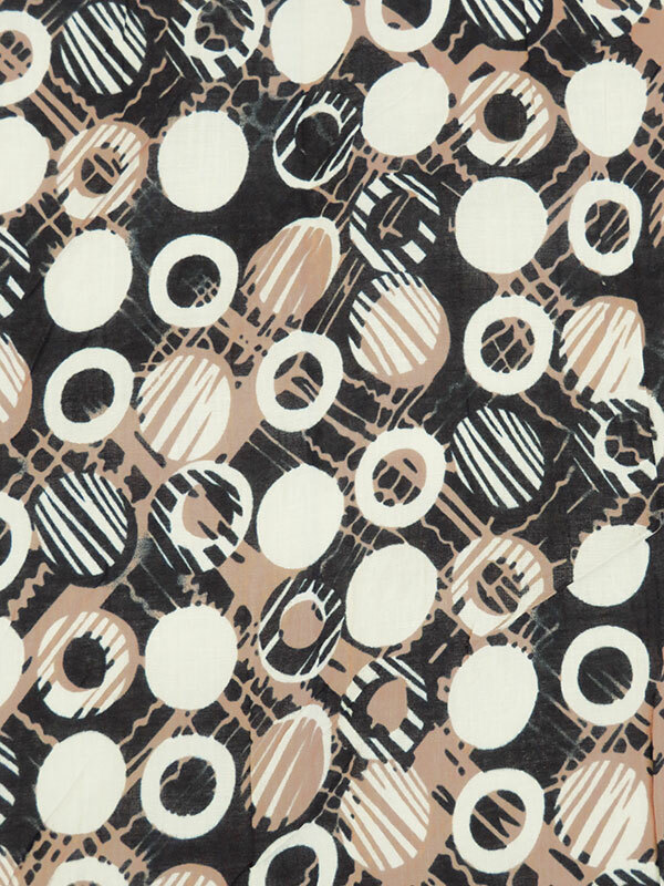 Abstract Circle Cotton Voile Crinkle Fabric in Browns Contemporary Print by the Yard-image