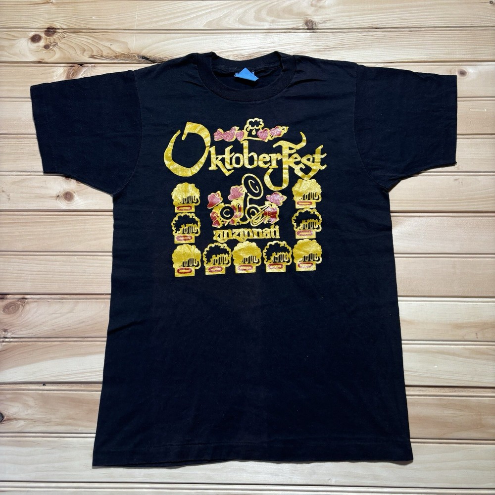 Vintage 70s 80s Oktoberfest Zinzinnati Beer Shirt Size M - Blue Screen Stars Tag