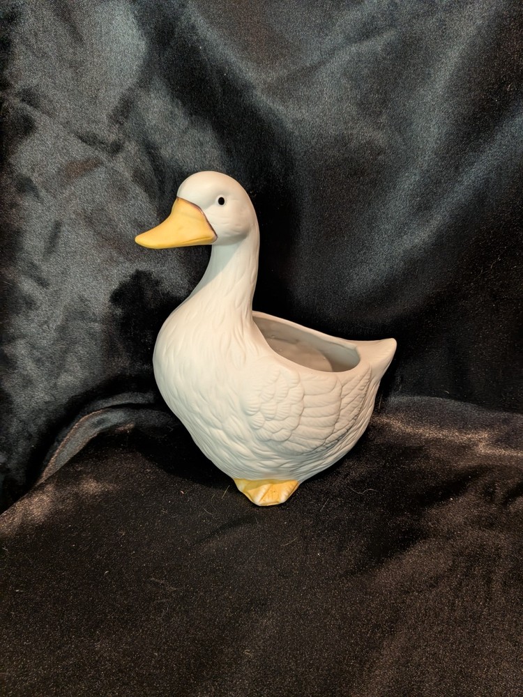 VTG Homco Ceramic Bisque Goose Planter #8886 Country Kitchen Cottage