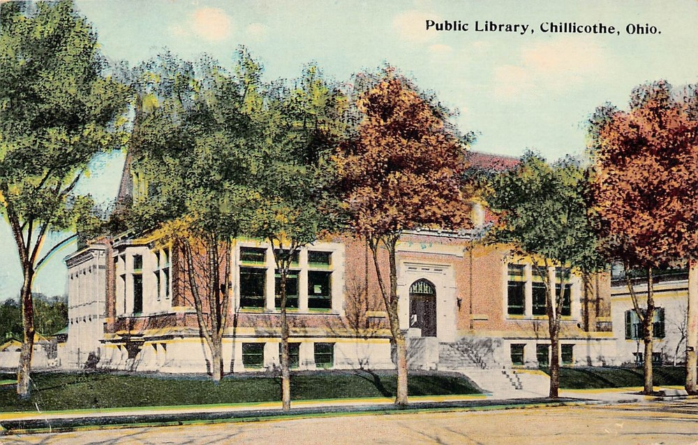 Chillicothe OH Ohio Carnegie Ross County Public Library Vtg Postcard A52