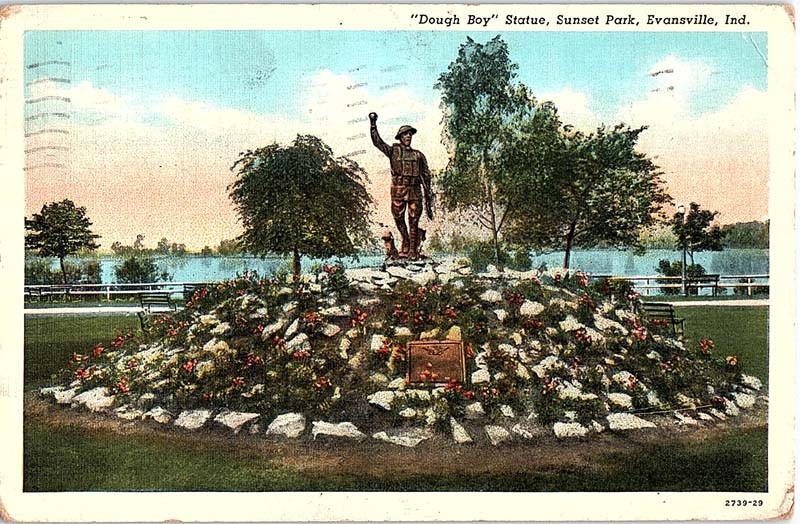 Postcard MONUMENT SCENE Evansville Indiana IN m/09 AJ2208
