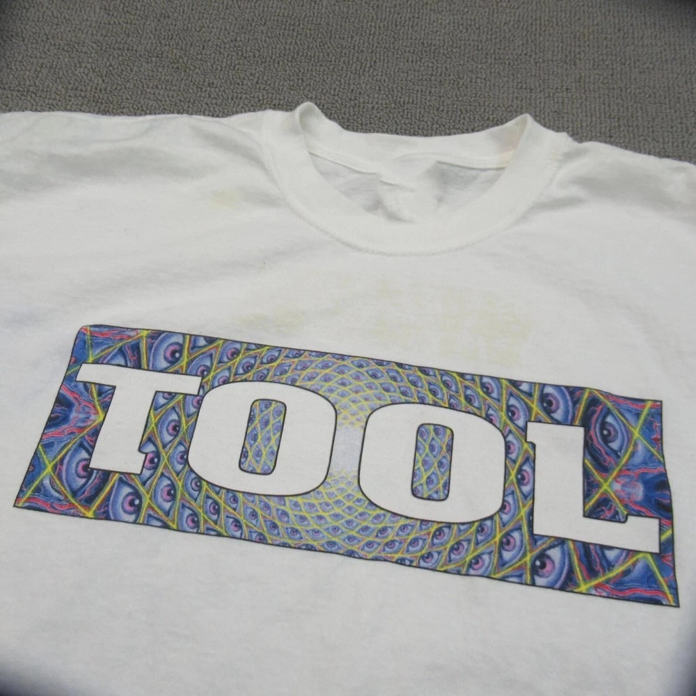 Tool White Full Size T-Shirt Mens Double Sided Concert Band Tee